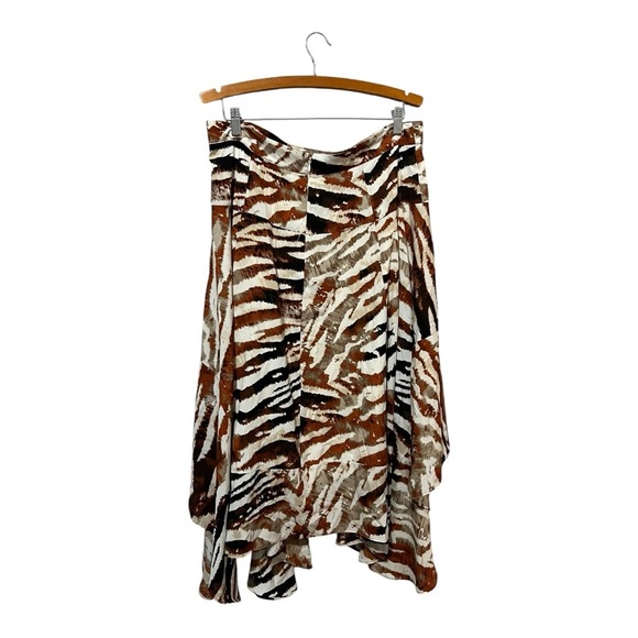 Calvin Klein Handkerchief Hem Pull On Skirt in Terracotta Multi Women's Size 12 - Picture 3 of 6